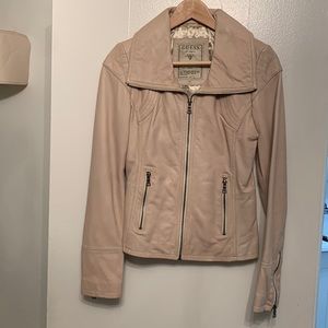 🌞Spectacular Vintage Ivory Leather Jacket!